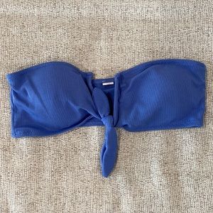 SHEIN Ribbed Blue Strapless Bikini Top
